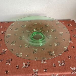 Vintage Green Glass MCM Viking Tray Bowl Footed Large 13"